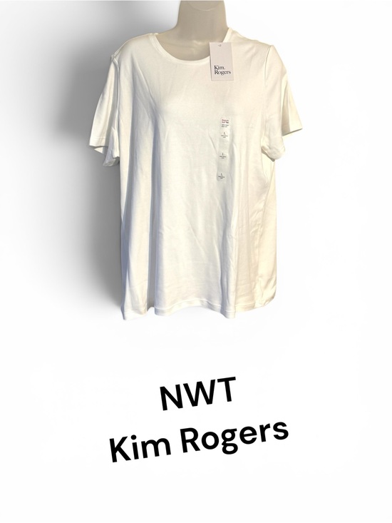 Kim Rogers Tops - NWT   Kim Rogers White/White 100% Cotton/Easy Care Tee   LARGE   Bin#14